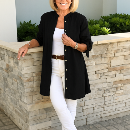 Signe™ | Tidløs skjortebluse med stilfulde ærmesløjfer